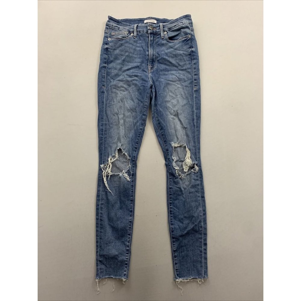 Good American Women's Blue Good Waist High Rise Skinny Fit Jeans Size 27